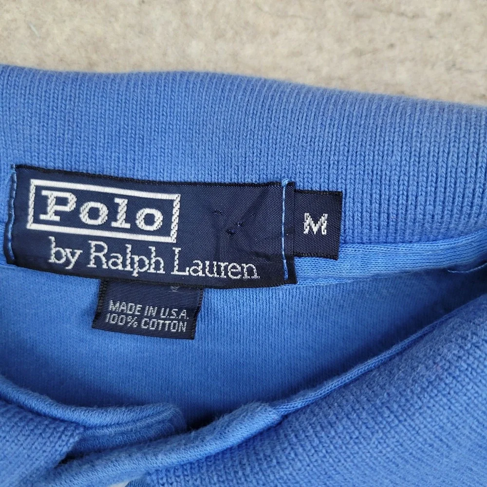 Vintage Polo Ralph Lauren Shirt Mens M Blue Short Sleeve Golf Logo USA‎